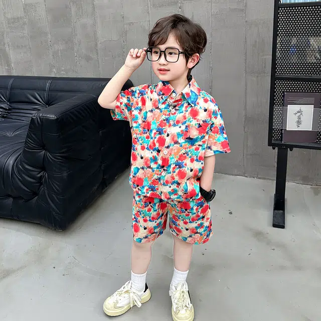 木木兔休闲运动套装 舒适简约透气时尚 红色 中小童