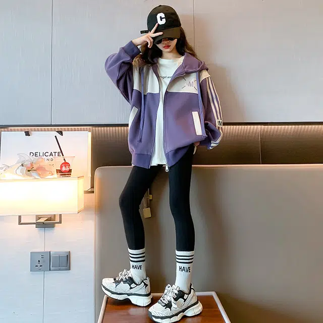 木木兔卫衣 潮流青春时尚 女童外套   宽松舒适柔软 连帽休闲百搭 女孩学院风  中大童个性