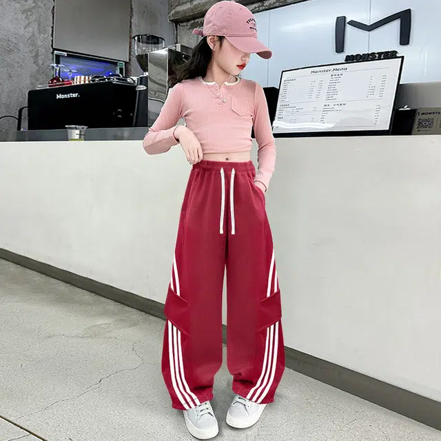 木木兔长裤 青春时尚女童裤子宽松舒适春秋款休闲运动卫裤  简约百搭时髦洋气 儿童款