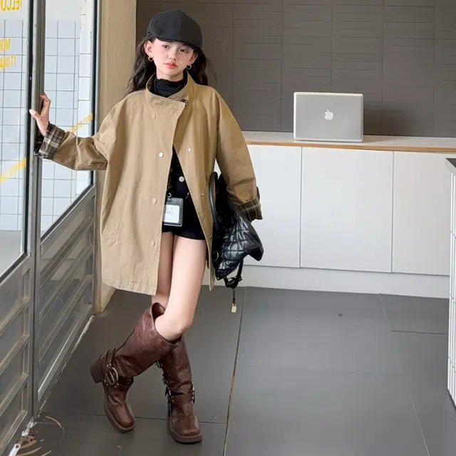 木木兔派克服 青春时尚女童外套 休闲百搭洋气风衣 潮酷优雅时髦宽松舒适 青少年