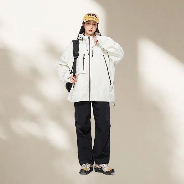 木木兔上装 潮流时尚秋季男外套 情侣装 大码 春秋冲锋衣 学生宽松舒适 户外防风 日常通勤百搭 潮牌工装 青少年