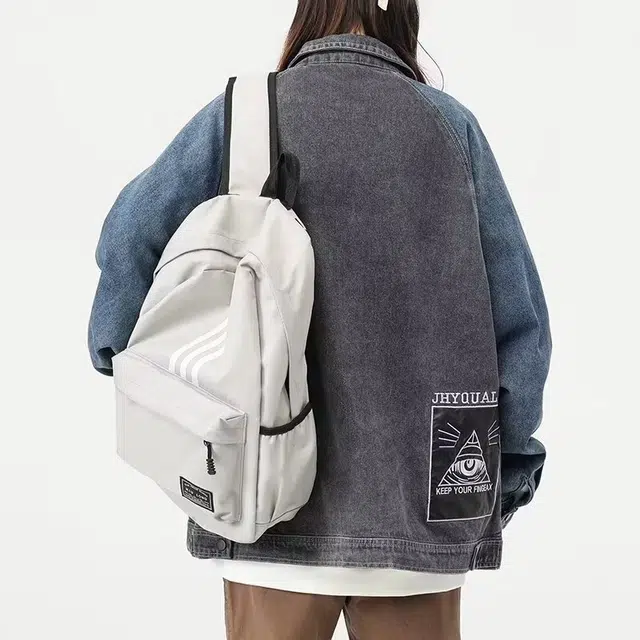 木木兔 潮流时尚秋季 大码 情侣装 拼接撞色夹克男宽松百搭翻领休闲牛仔外套 男女同款