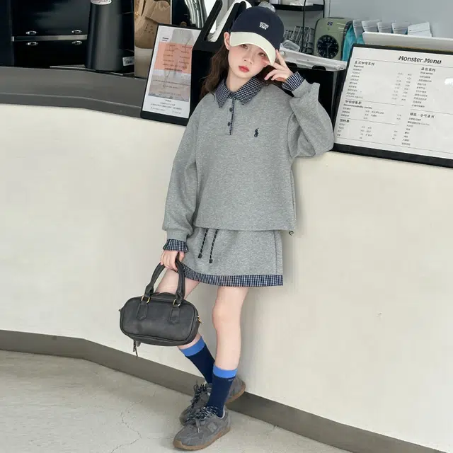 儿童款 木木兔裙装套装 时髦洋气秋季女童裙子 大童 学院风甜美翻领两件套 柔软百搭潮流青春时尚