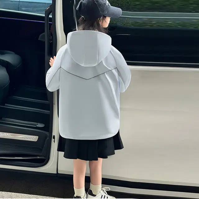 木木兔夹克 潮流时尚女童秋季外套 学生百搭休闲 户外防水防风  美式宽松连帽 中大童 时髦洋气 青少年