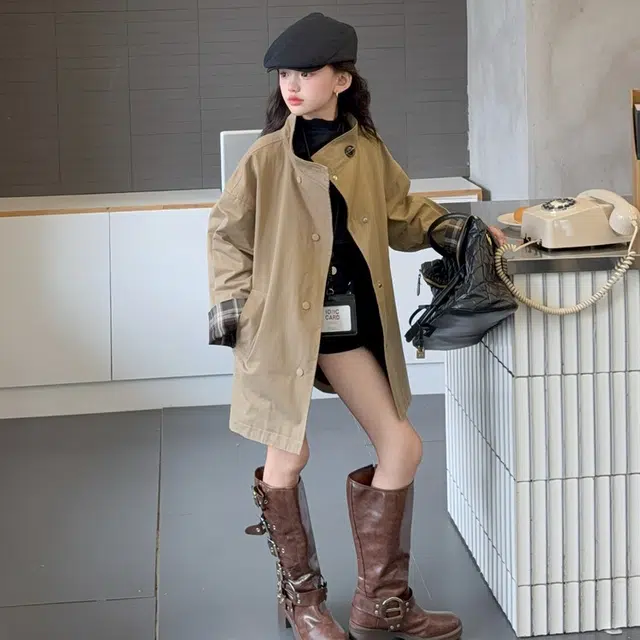木木兔派克服 青春时尚女童外套 休闲百搭洋气风衣 潮酷优雅时髦宽松舒适 青少年