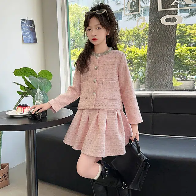 儿童款 木木兔裙装套装 时髦洋气秋季女童裙子 大童 小香风甜美两件套 柔软百搭潮流青春时尚