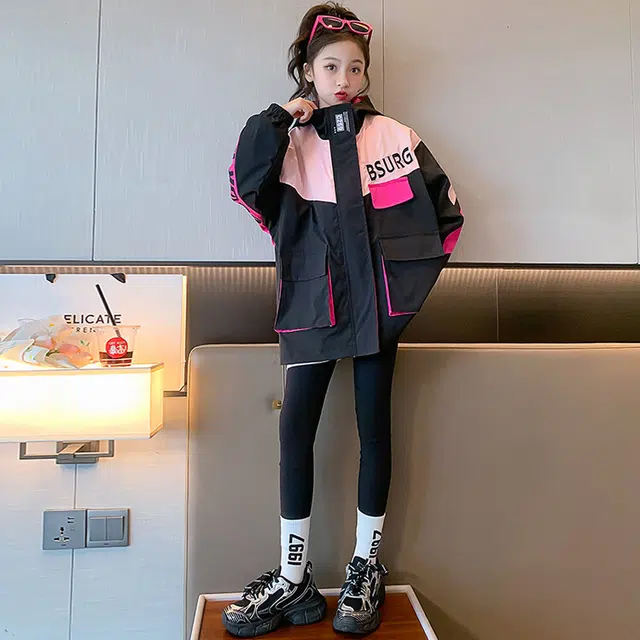 木木兔夹克 潮流时尚女大童外套 潮酷百搭时髦洋气 宽松舒适街头风女孩防风 青少年