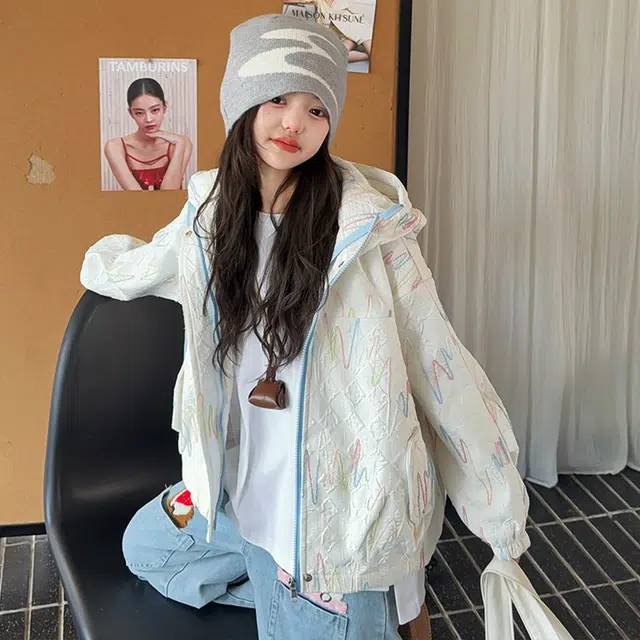 木木兔夹克 潮流时尚女童秋季外套 学生 百搭休闲 宽松连帽 中大童 初中生 时髦洋气防风