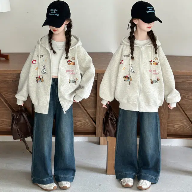 木木兔卫衣 潮流青春时尚 女童秋季外套   宽松舒适柔软 学生 连帽设计 休闲百搭 女孩学院风  中大童