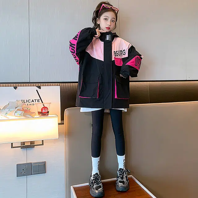 木木兔夹克 潮流时尚女大童外套 潮酷百搭时髦洋气 宽松舒适街头风女孩防风 青少年