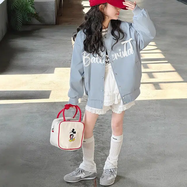 木木兔 棒球服 青春时尚女童外套  学院风宽松舒适秋季 简约百搭休闲运动 潮流洋气夹克 青少年