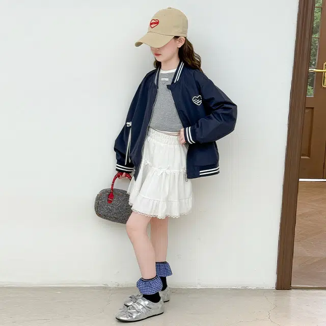 木木兔 棒球服 青春时尚女童外套学院风 宽松舒适秋季 简约百搭休闲夹克 潮流洋气 青少年