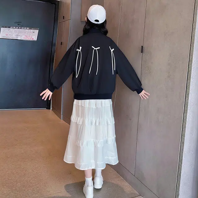 木木兔 棒球服 青春时尚女童秋季外套 学院风宽松舒适 潮流洋气 简约百搭休闲字母 青少年