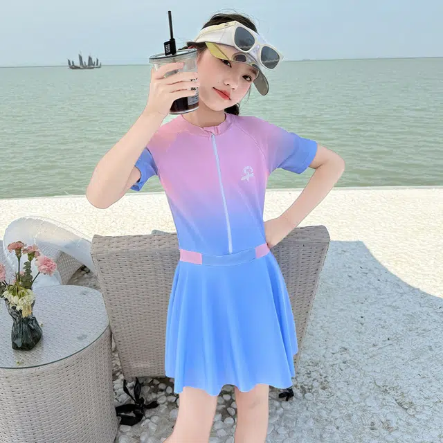 木木兔 夏季时髦洋气时尚女孩休闲显瘦套装泳衣裤 儿童款