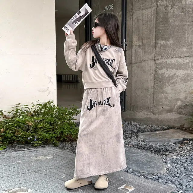 儿童款 木木兔裙装套装 时髦洋气秋季女童裙子 中大童学院风休闲两件套 柔软百搭潮流青春时尚