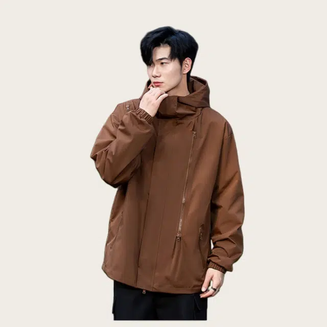 木木兔上装 潮流时尚秋季男外套 情侣装 大码冲锋衣 学生宽松 户外防风 日常通勤百搭 工装高街机能风夹克 青少年