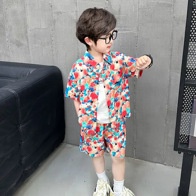 木木兔休闲运动套装 舒适简约透气时尚 红色 中小童