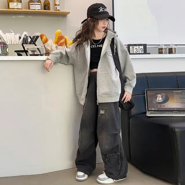 木木兔卫衣 潮流青春时尚 女童外套   宽松舒适柔软 连帽休闲百搭 女孩学院风  中大童