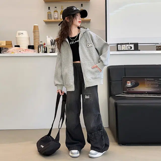 木木兔卫衣 潮流青春时尚 女童外套   宽松舒适柔软 连帽休闲百搭 女孩学院风  中大童