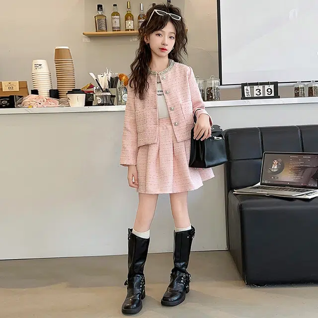 儿童款 木木兔裙装套装 时髦洋气秋季女童裙子 大童 小香风甜美两件套 柔软百搭潮流青春时尚