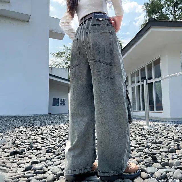 木木兔 牛仔裤  时髦洋气夏季工装裤休闲百搭中大童男女孩宽松舒适直筒裤