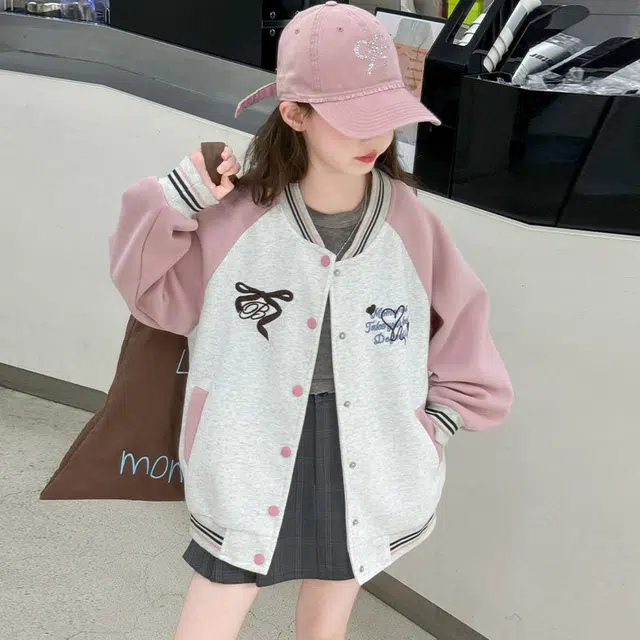 木木兔 棒球服 青春潮流时尚女大童外套 甜美学院风宽松舒适春秋季简约百搭休闲运动字母 青少年