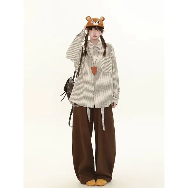 木木兔 潮流时尚  秋季外套  大码情侣装 宽松 格子长袖百搭文艺休闲衬衣上衣衬衫  男女同款