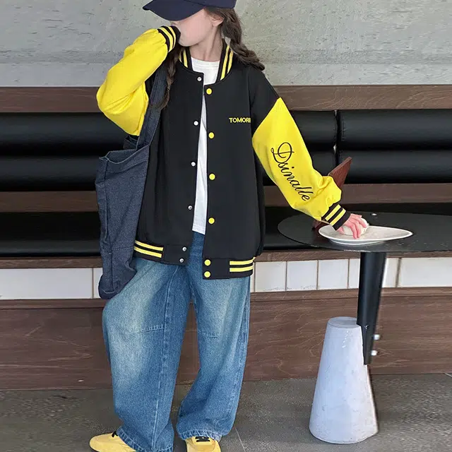 木木兔 棒球服 青春时尚男女童外套 学院风 宽松舒适秋季 简约百搭休闲运动字母潮流洋气 青少年