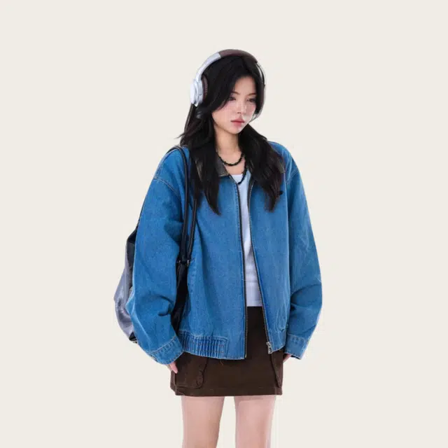 木木兔 潮流时尚秋季女装外套 简约百搭 美式复古短款高街情侣长袖上衣潮夹克 男女同款