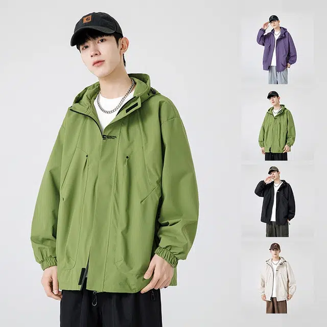 木木兔上装 潮流时尚秋季男外套 山系户外冲锋衣  情侣装 大码 学生宽松 防风防水 日常通勤百搭 夹克连帽 青少年