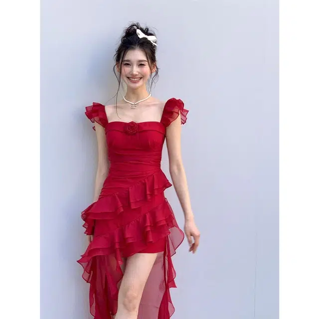 木木兔 合身方领适中无袖连衣裙 女款