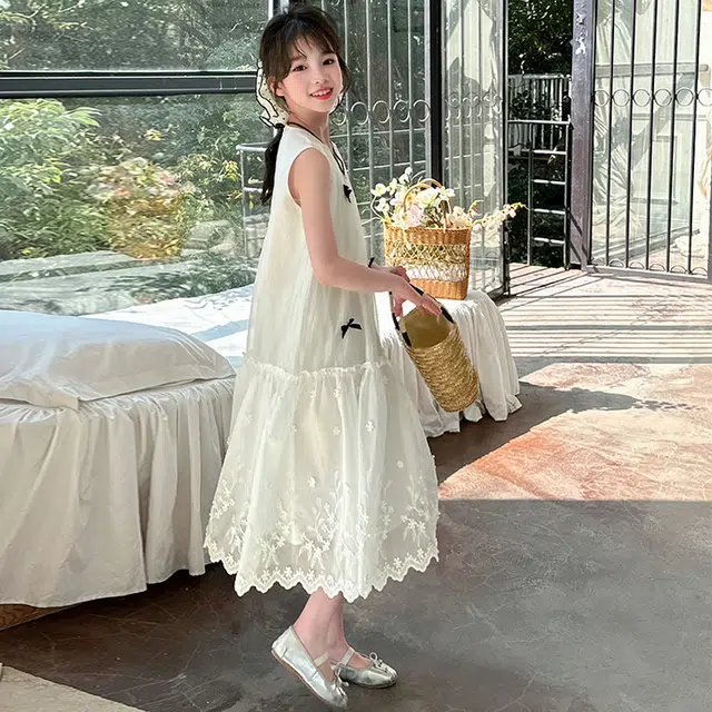 木木兔连衣裙 时髦洋气夏季薄款宽松舒适中大童时尚百搭个性女孩无袖裙子