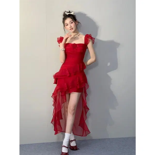 木木兔 合身方领适中无袖连衣裙 女款