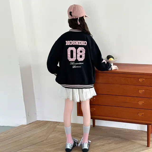 木木兔 棒球服 青春时尚女童外套学院风宽松舒适秋季简约百搭休闲运动字母潮流洋气