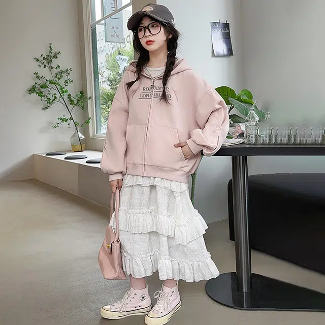 木木兔卫衣 潮流青春时尚 女童外套   宽松舒适柔软 连帽休闲百搭 女孩学院风  中大童简约