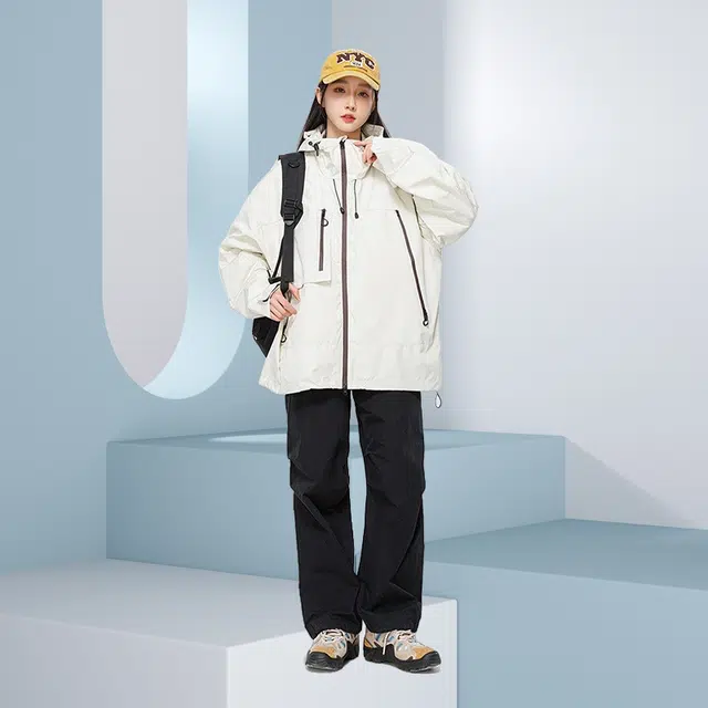 木木兔上装 潮流时尚秋季男外套 情侣装 大码 春秋冲锋衣 学生宽松舒适 户外防风 日常通勤百搭 潮牌工装 青少年