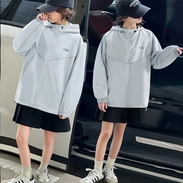 木木兔夹克 潮流时尚女童秋季外套 学生百搭休闲 户外防水防风  美式宽松连帽 中大童 时髦洋气 青少年