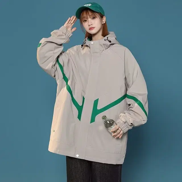 木木兔   潮流时尚秋季外套 情侣装 大码  美式潮牌宽松户外工装连帽休闲百搭学生登山服夹克 男女同款