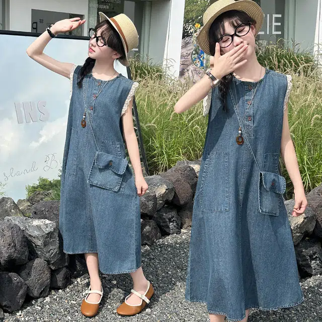 木木兔连衣裙 时髦洋气夏季薄款宽松舒适中大童时尚百搭个性女孩无袖休闲裙子