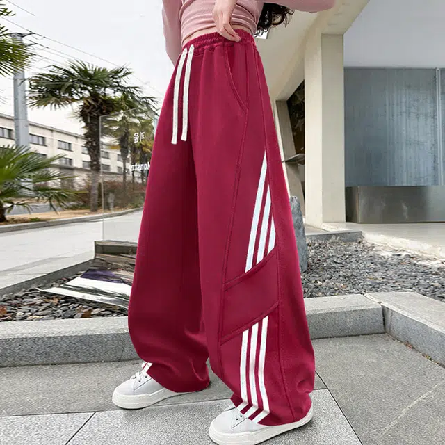 木木兔长裤 青春时尚女童裤子宽松舒适春秋款休闲运动卫裤  简约百搭时髦洋气 儿童款