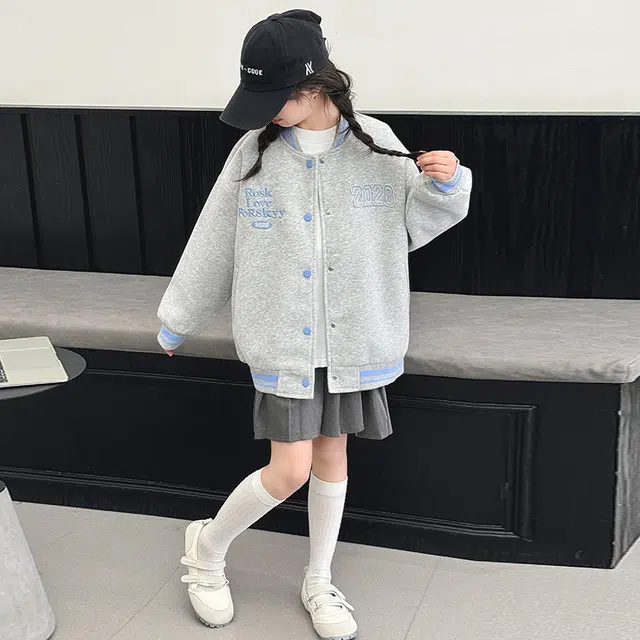 木木兔 棒球服 青春时尚 秋季女童外套 学院风 宽松舒适 学生 百搭休闲运动  潮流洋气 青少年