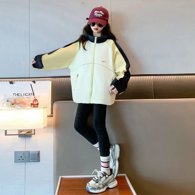 木木兔夹克 潮流时尚女童秋冬季外套 学生 户外防风 百搭休闲 宽松连帽 女孩中大童初中生 时髦洋气 青少年