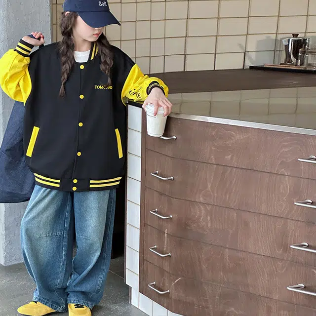 木木兔 棒球服 青春时尚男女童外套 学院风 宽松舒适秋季 简约百搭休闲运动字母潮流洋气 青少年