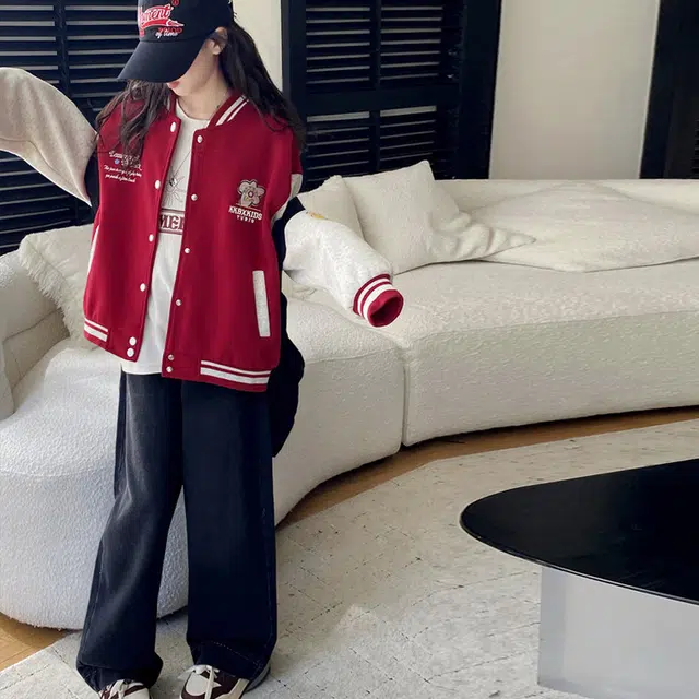 木木兔 棒球服 青春时尚 秋季女童外套 学院风 宽松舒适 学生 简约百搭休闲运动 潮流洋气 青少年