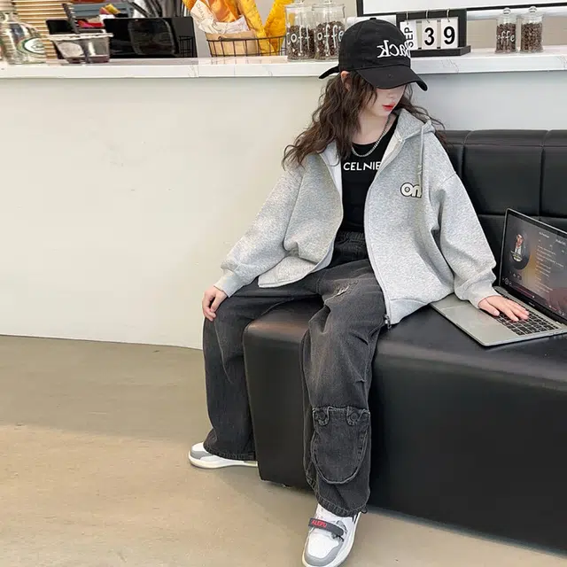 木木兔卫衣 潮流青春时尚 女童外套   宽松舒适柔软 连帽休闲百搭 女孩学院风  中大童