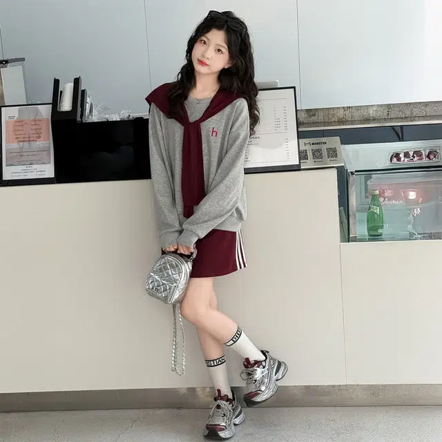 儿童款 木木兔裙装套装 髦洋气秋季女童裙子 大童 学院风甜美青春时尚三件套 柔软百搭潮流