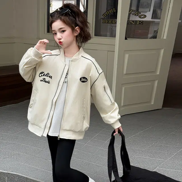 木木兔 棒球服 青春潮流时尚女大童外套学院风 宽松舒适秋季简约百搭休闲运动字母洋气 青少年