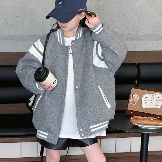 木木兔 棒球服 青春时尚女童外套学院风宽松舒适 秋冬季 学生简约百搭休闲运动 潮流洋气 青少年