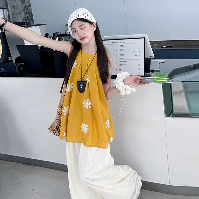 木木兔休闲运动套装 时髦洋气女童衣服潮流时尚女孩大童宽松舒适亲子装两件套