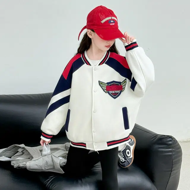 木木兔 棒球服 青春潮流时尚女大童外套学院风 宽松舒适春秋季 简约百搭休闲运动洋气 青少年